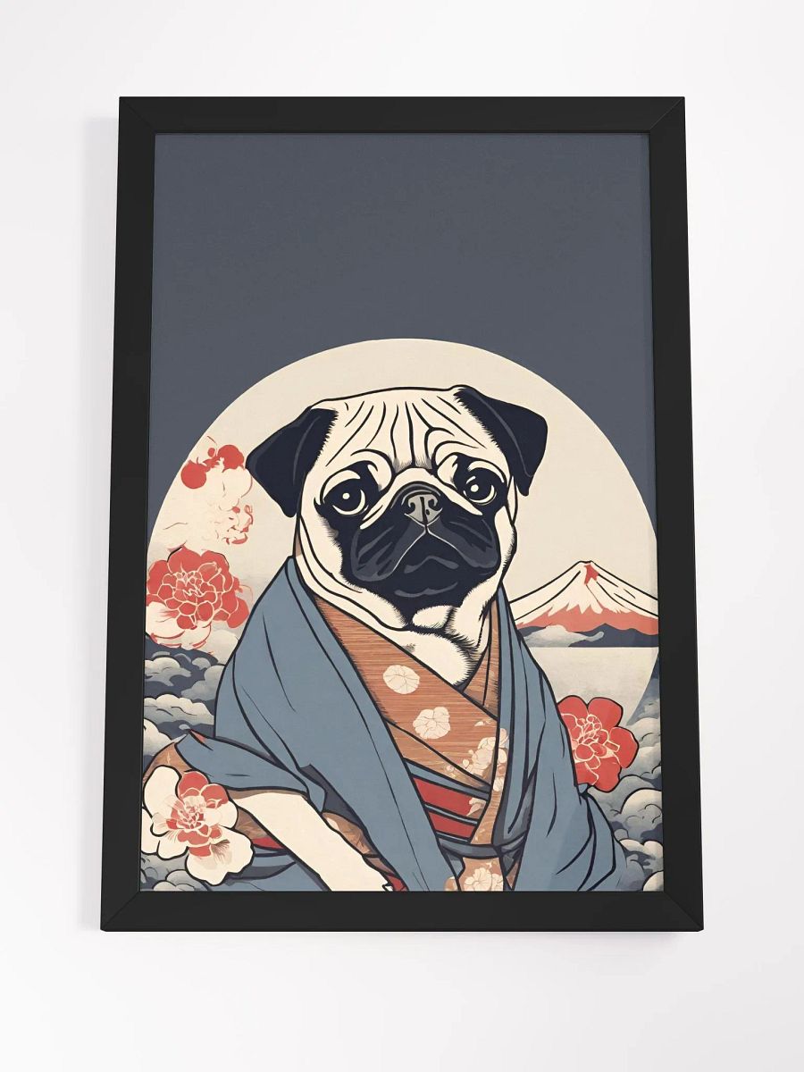 Pug Ukiyo-e style Framed High-Quality Poster product image (20)