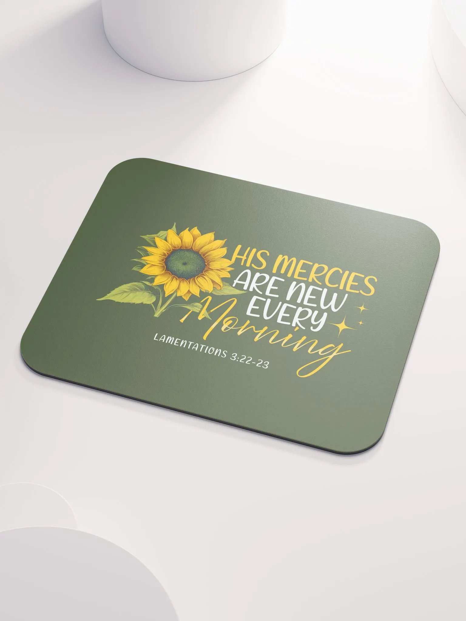 New Mercies Sunflower Mouse Pad - Lamentations 3:22-23 product image (3)