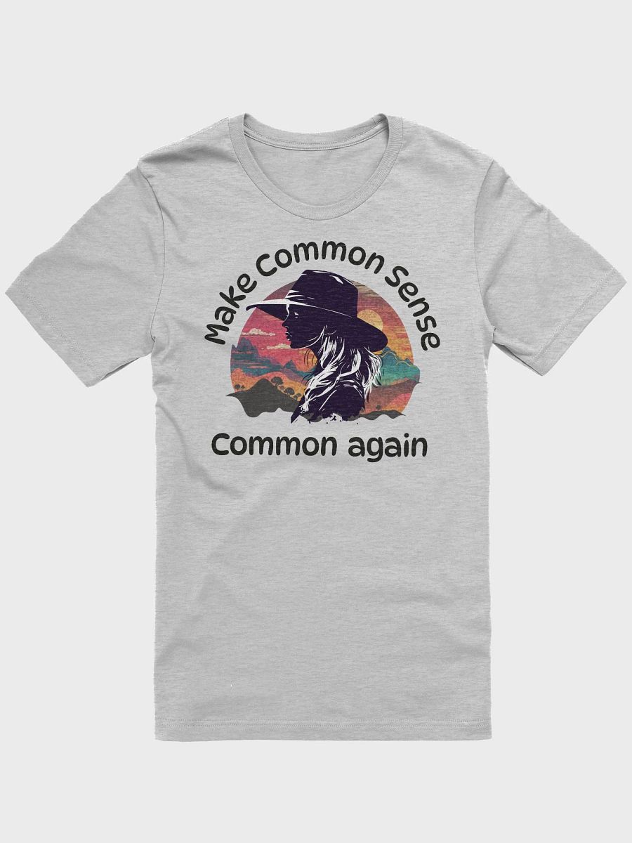 conservative tee with graphic cowgirl common sense message product image (1)