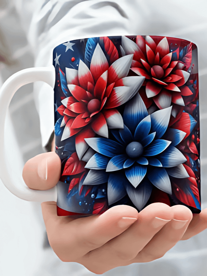 American Flag Sunflower Mug Wrap – 4th of July Floral Sublimation PNG Design – Patriotic Theme for 11oz & 15oz Coffee Cups – Instant Digital Download – High-Resolution 300 DPI product image (1)