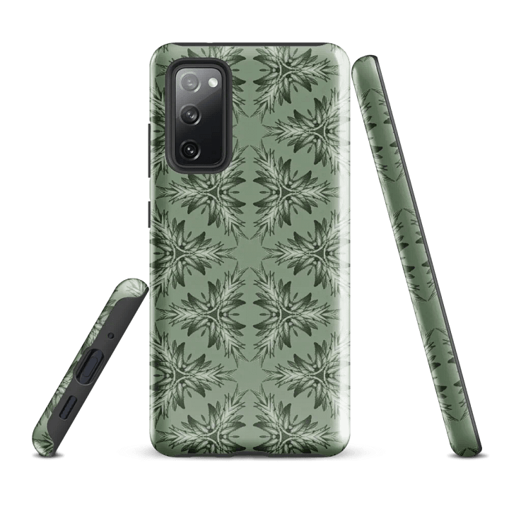 Tough Phone Case for Samsung® - Green Geometric Floral Pattern product image (1)