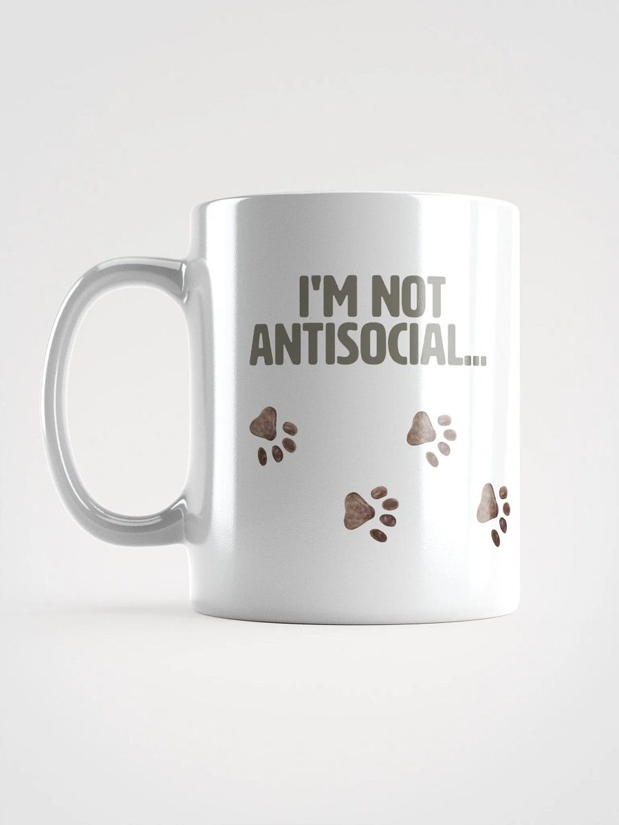 Cat Chat: "I'm not antisocial. I'm just allergic to people nonsense." White glossy mug product image (3)