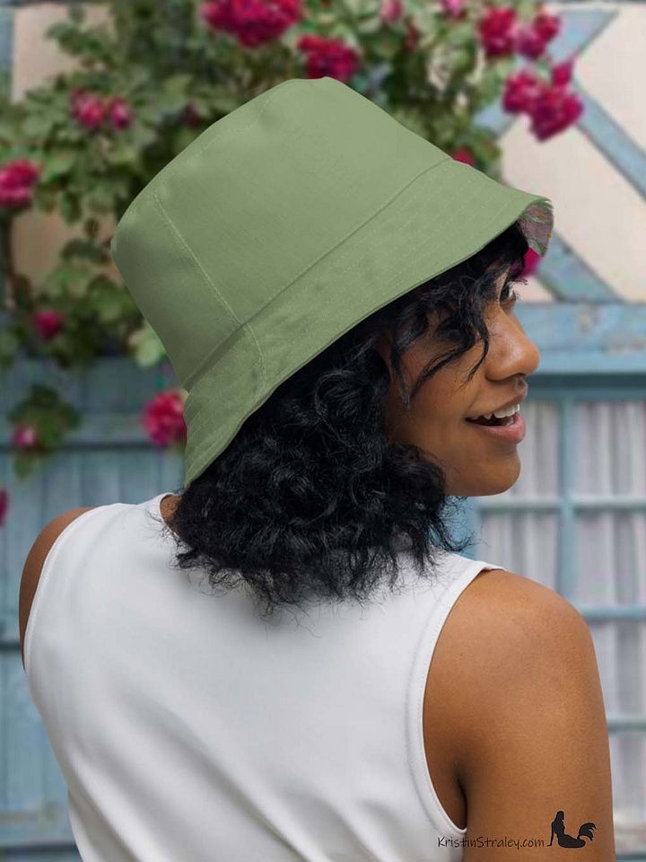 Pink Flowers on Gingham and Solid Green Reversible Bucket Hat product image (2)