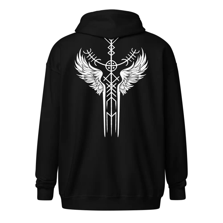 The Valkyrie Stave Zip Hoodie (white print) product image (1)