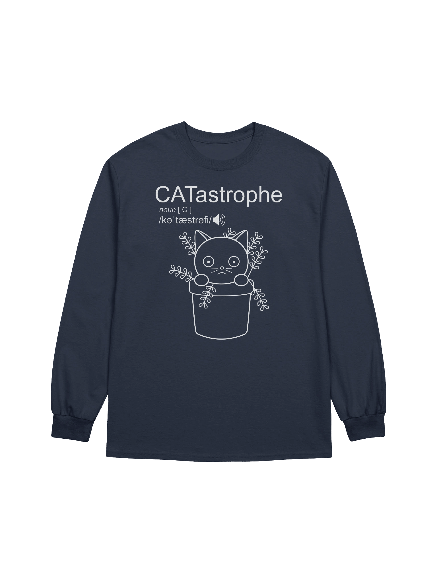 CATastrophe (Cat in Plant Pot) - Unisex Adult Long Sleeve T-shirt product image (1)