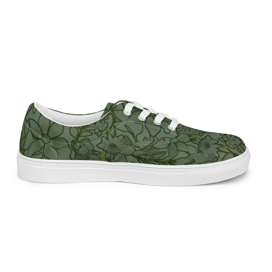 Line art Green and Dark green Floral/Women's Lace-Up Canvas Shoes by Allcolor product image (9)