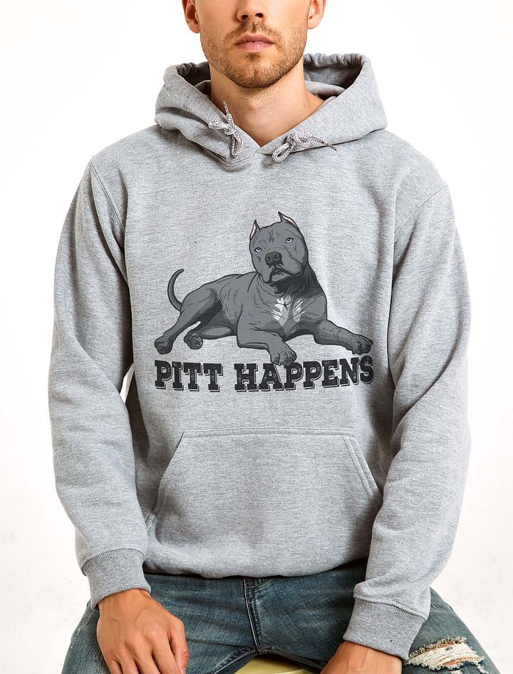 Pitt Happens Hooded Sweatshirt of a Pitbull Terrier (Cropped Ears - Blue) | Funny Hoodie for Pitbull, Bully, and Staffordshire Terrier Paw-rents product image (23)