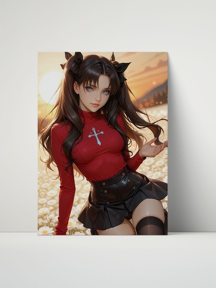 Fate Stay Night Rin Tohsaka Sunset Flower Field – Glossy 8x10 Metal Print product image (1)