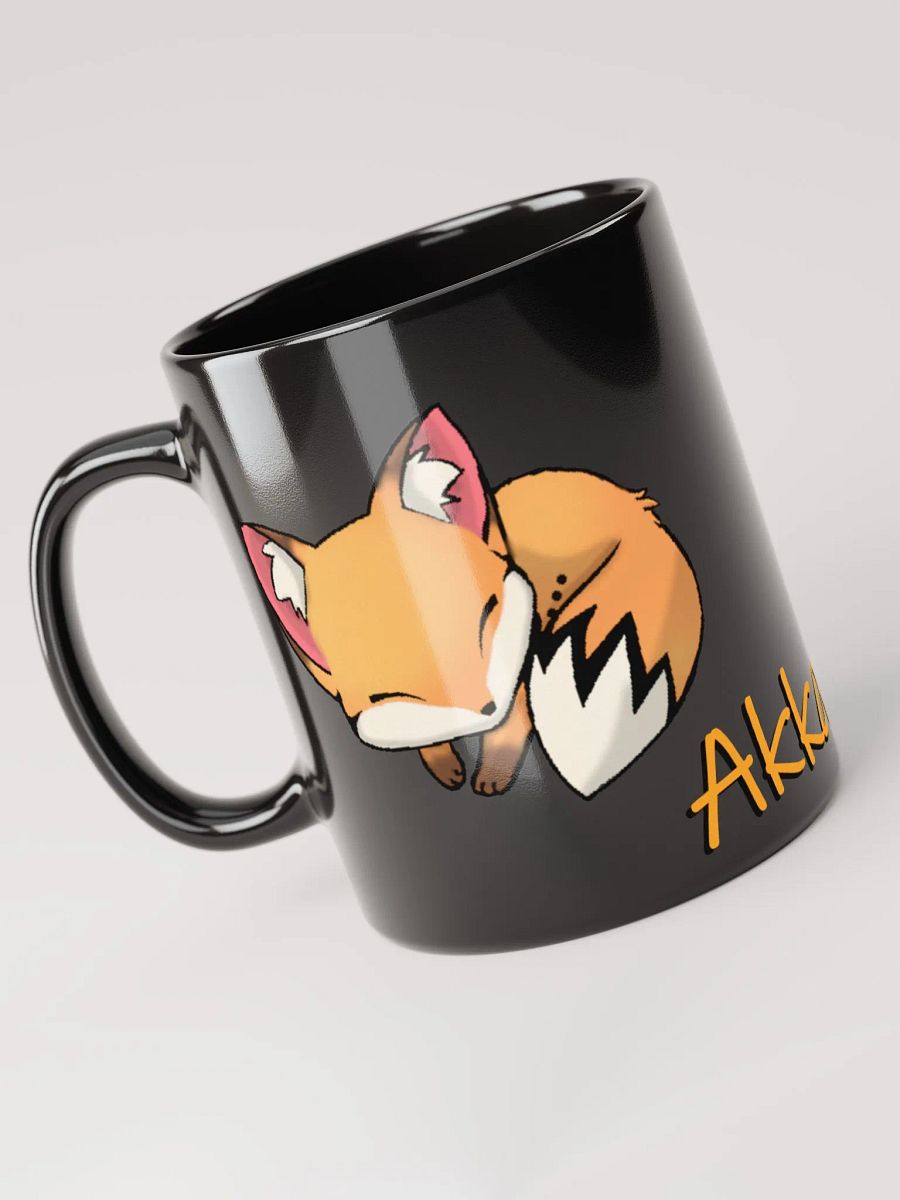 Sleepy Fox Black Glossy Mug product image (4)