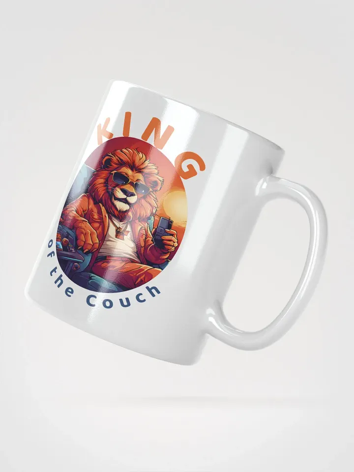 King of the Couch - Funny Stylish Lion White Glossy Mug - Perfect Gift for Relaxation Lovers product image (2)