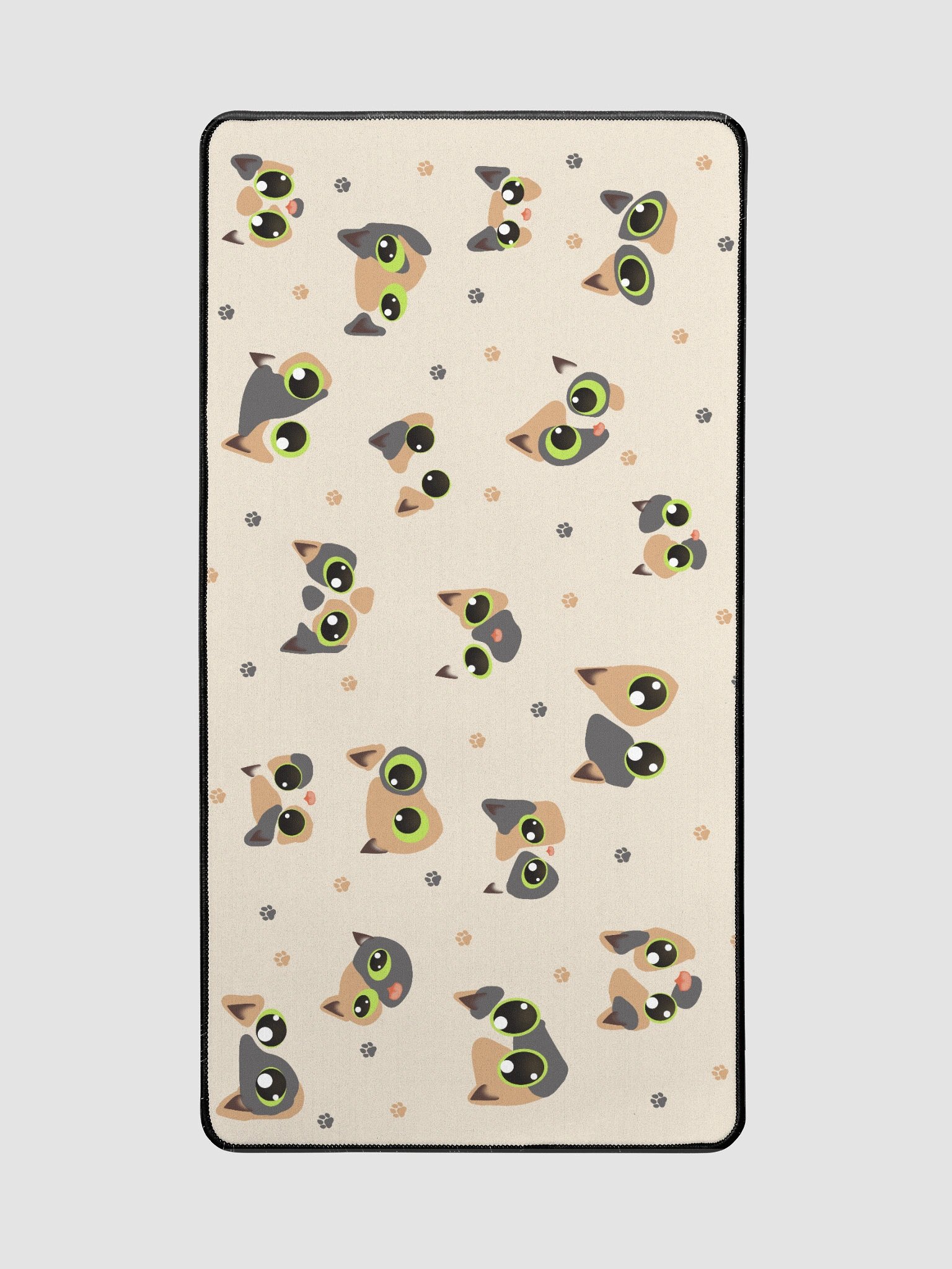 Cute Calico Cat Faces (Green Eyes) Desk Mat 15.5" x 31.5" product image (2)