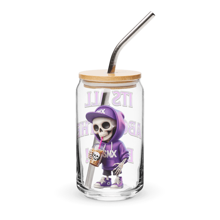 ''It's All About The Boom'' Can-Shaped Glass w/ Lid & Straw product image (1)