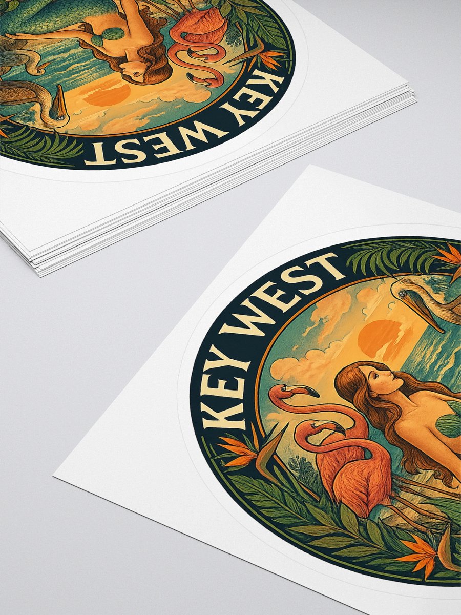 Kiss-Cut Key West Tropical Sticker with Mermaid, Birds, and Turtle product image (4)