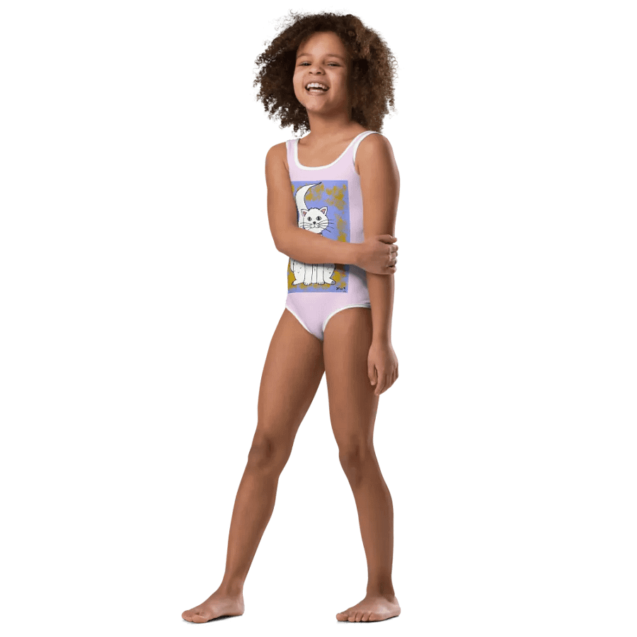 Cat (art by Dina R.) acrylic painting picture - Kids Swimsuit product image (4)