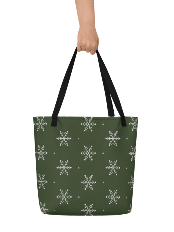 Green Snowflake Holiday Tote Bag product image (2)