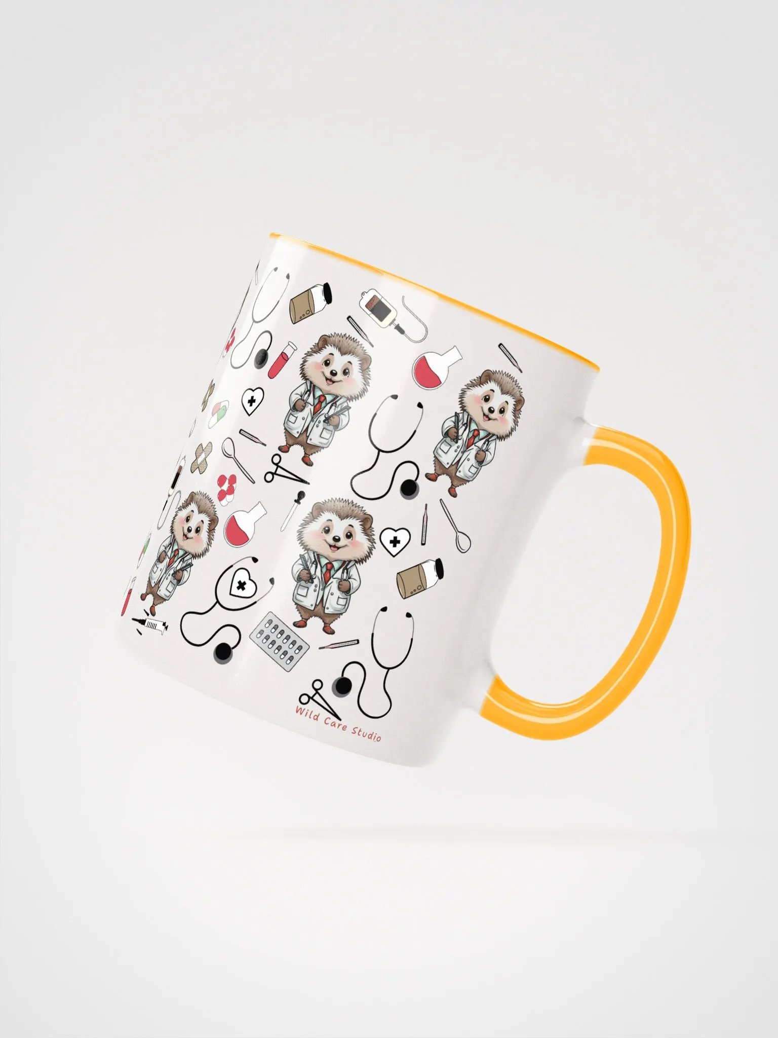Cute Medical Coat Hedgehog Ceramic Mug product image (27)