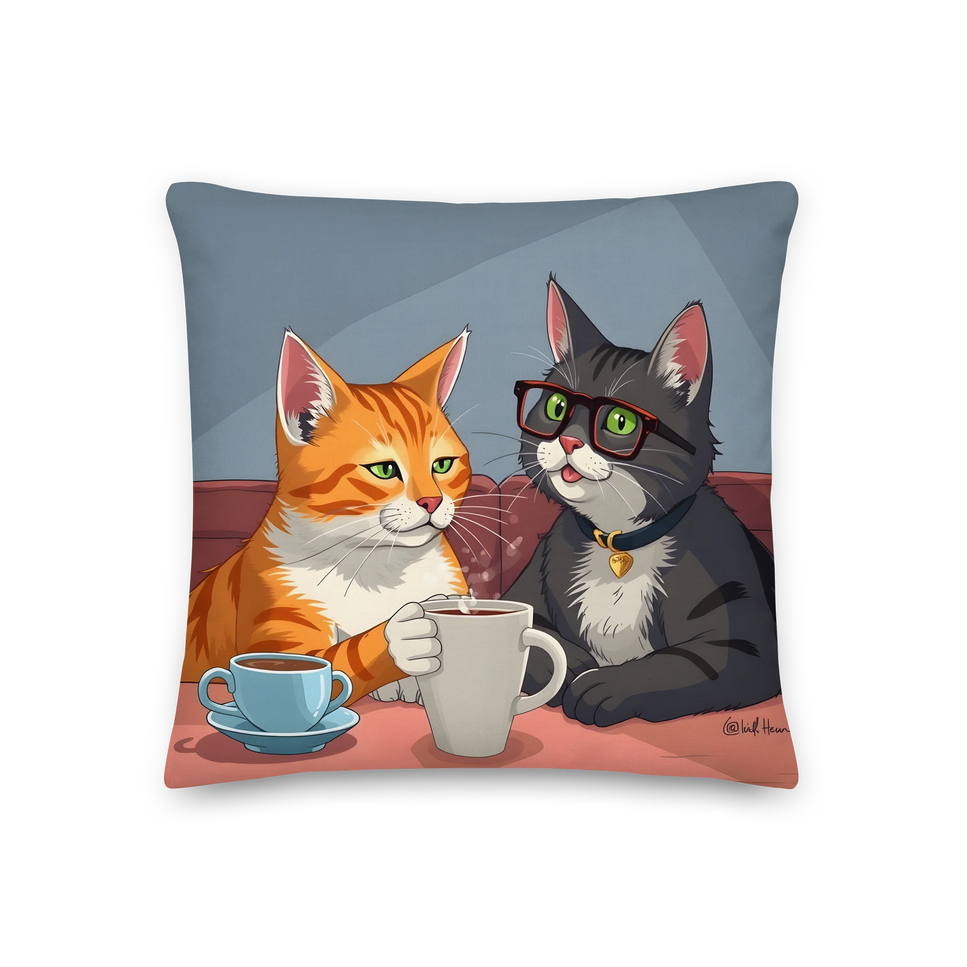 Premium Pillow-Caffeinated Cat Companions product image (1)