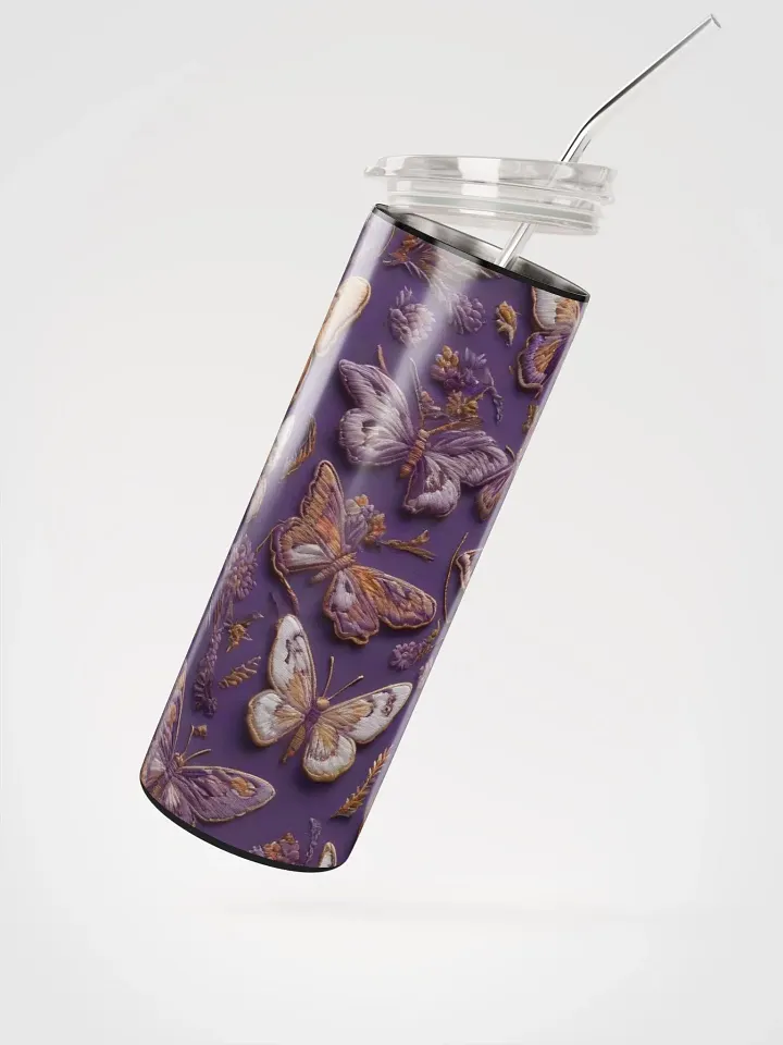 Embrace Elegance with Our Embroidered Purple Butterfly Stainless Steel Tumbler | Eco-Friendly Gift Idea product image (2)