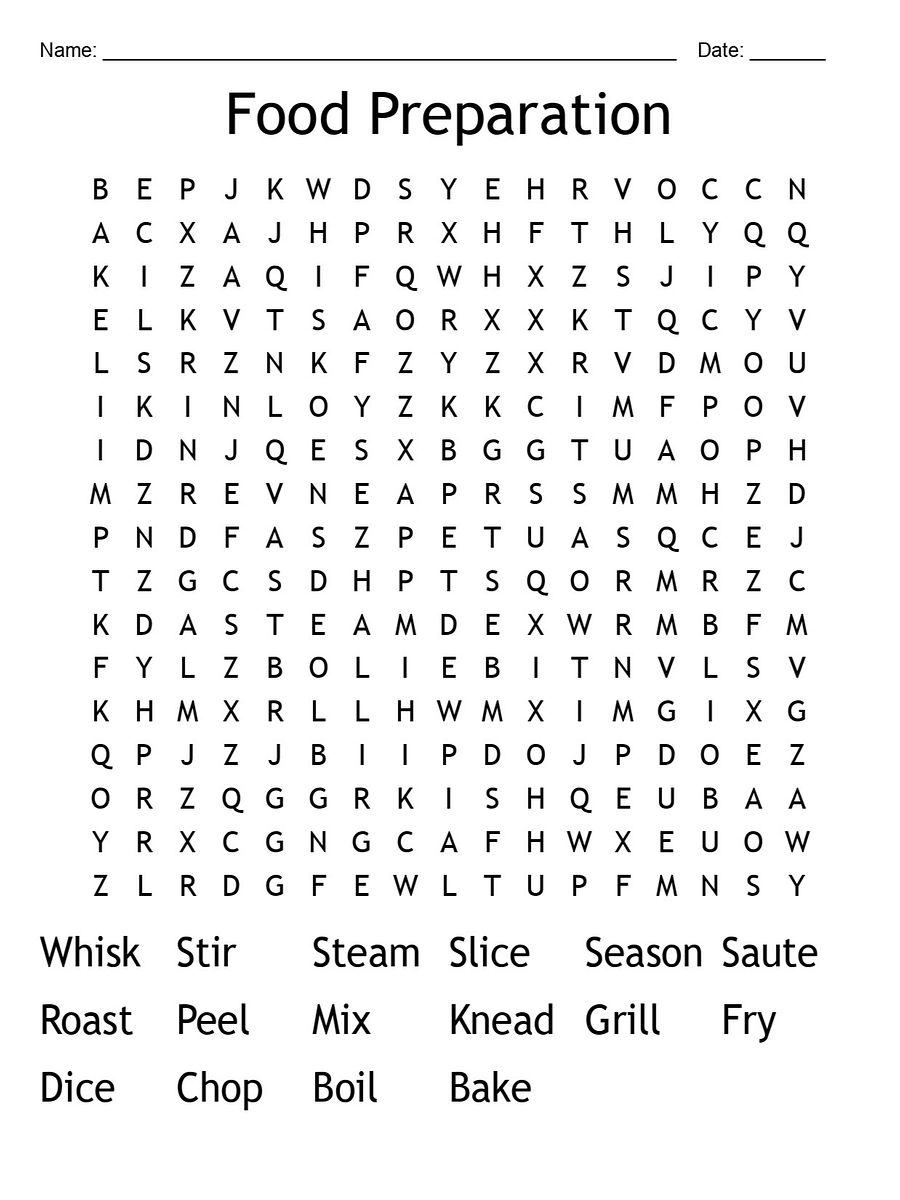 Printable Food Preparation Word Search – 16 Key Terms! product image (1)