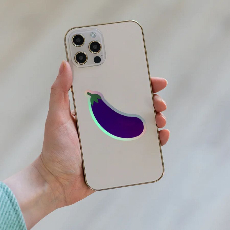 I Love Eggplant Holographic Sticker product image (8)