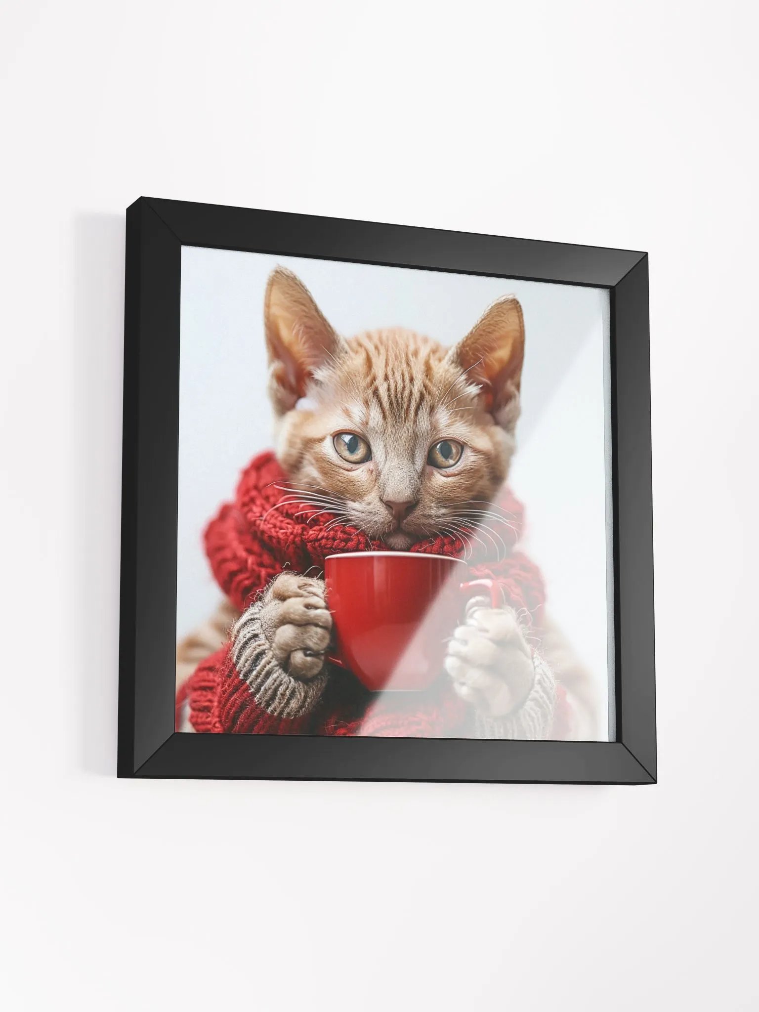 Coffee Lover Cute Orange Baby Kitten Wall Art product image (2)