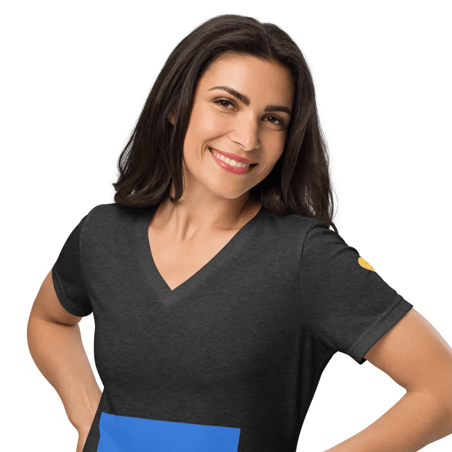Ukrainian Flag Inspired Relaxed V-Neck T-Shirt product image (37)