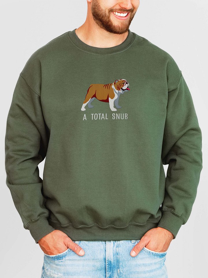 A Total Snub Sweatshirt (Embroidered) of an English Bulldog(Tan & White) product image (2)