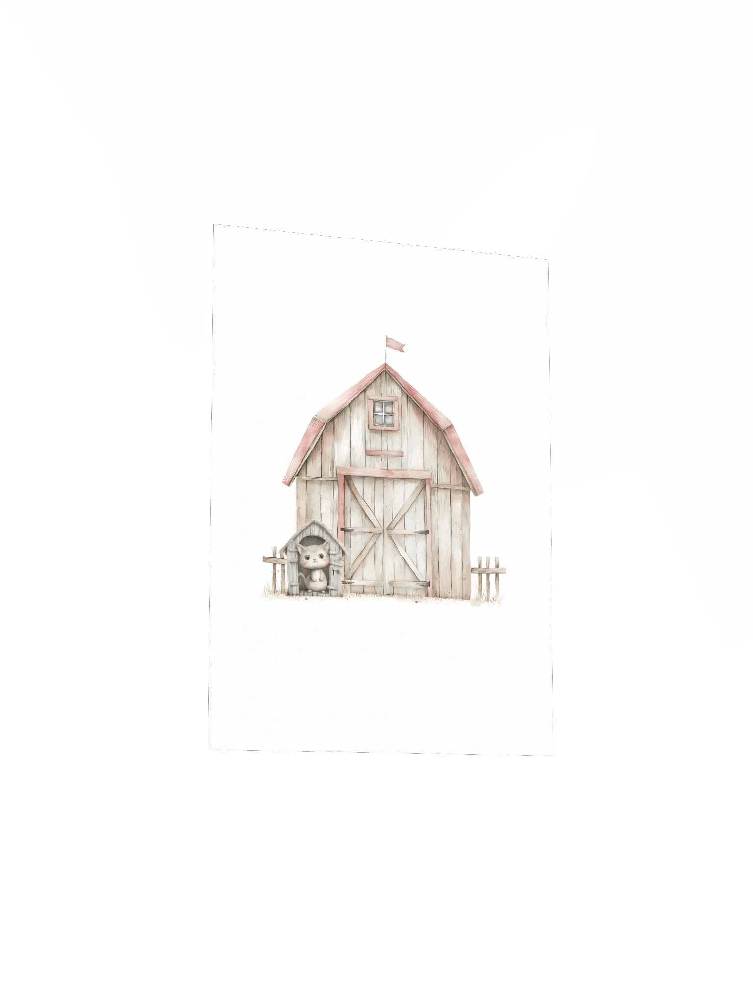 Watercolor Barnyard Cat Nursery Decor Print product image (4)