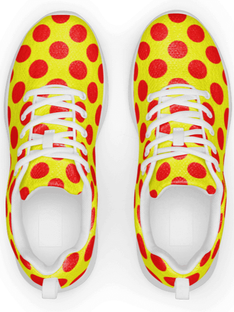 Red Polka Dots on Yellow Women's Athletic Sneakers product image (1)