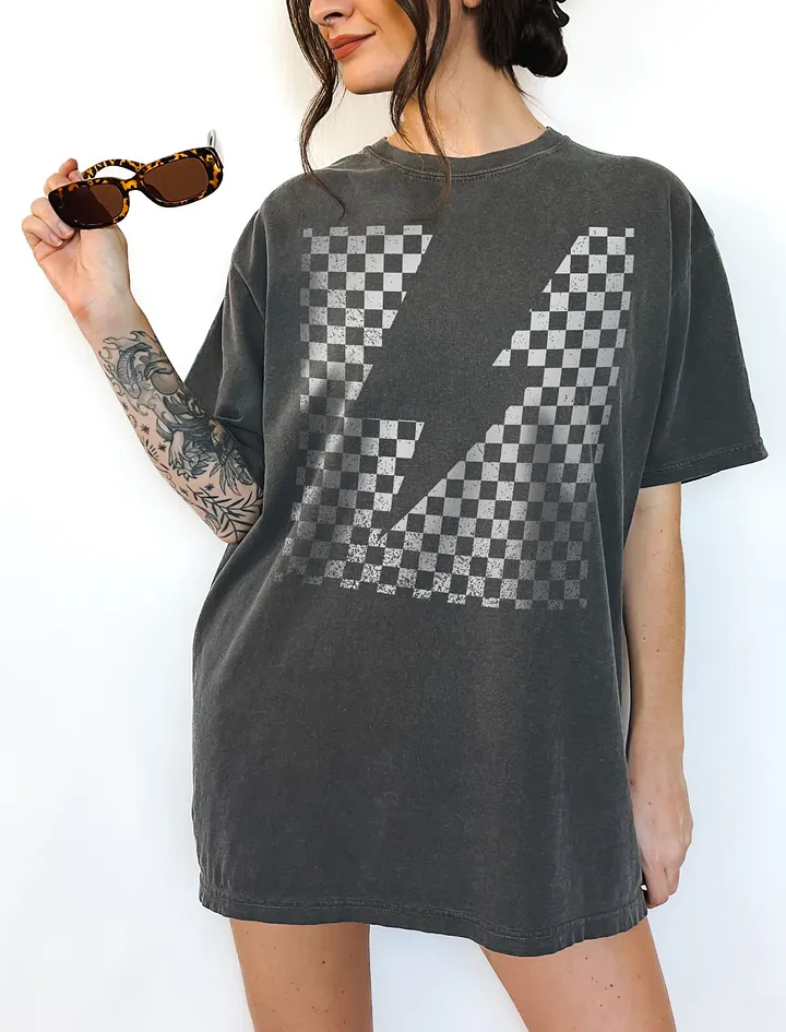 Lightning Bolt on a Checkerboard | Cute Retro-Style Trendy Aesthetic T-Shirt | Retro Rock Music-Inspired Unisex Tee product image (14)