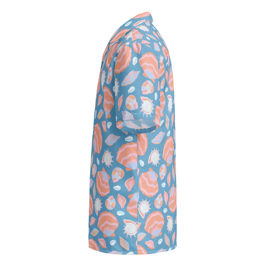 Retro Seashells Blue Hawaiian Shirt product image (9)