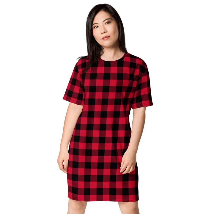Cherry Buffalo Plaid - T-Shirt Dress product image (1)