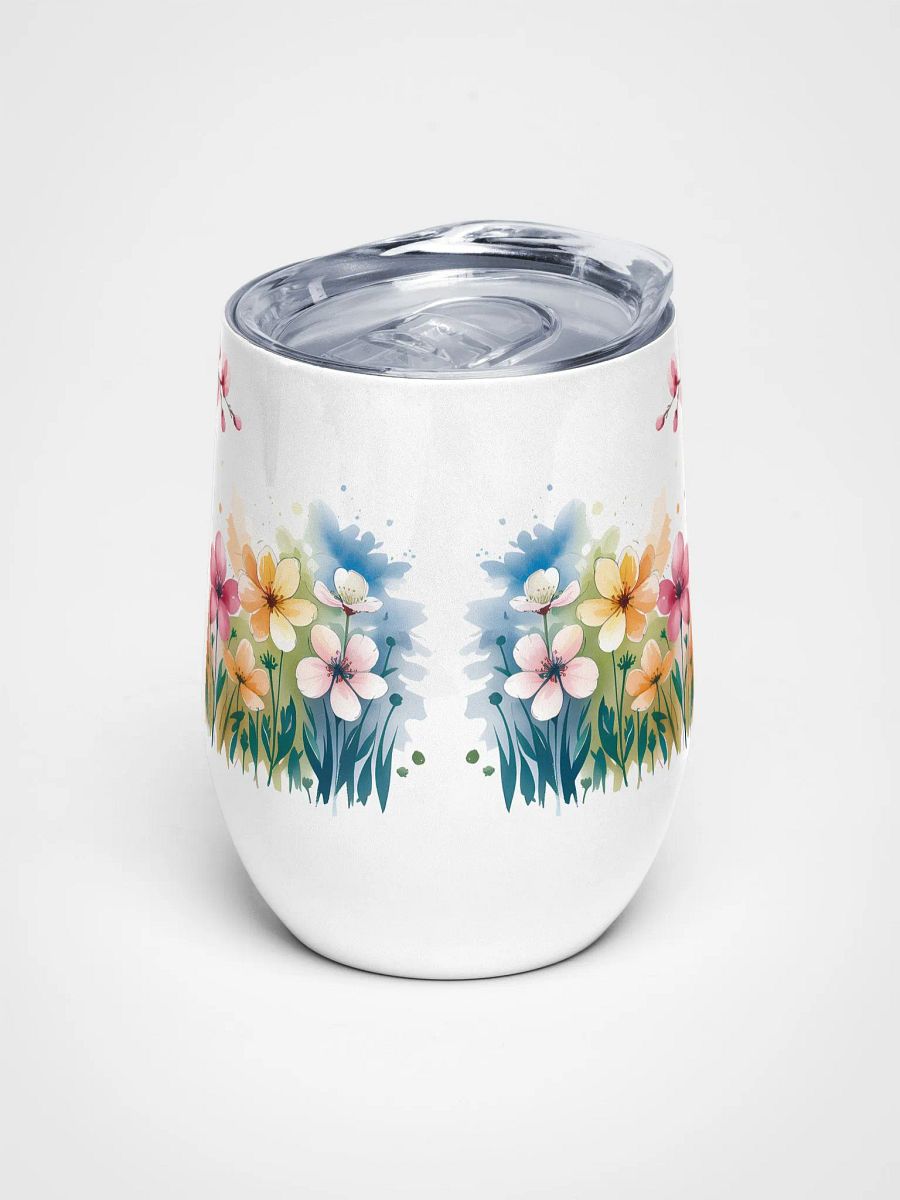 Curious Squirrel Among Cherry Blossoms 12 Oz Wine Tumbler – Delightful Watercolor Squirrel & Blossom Design product image (3)