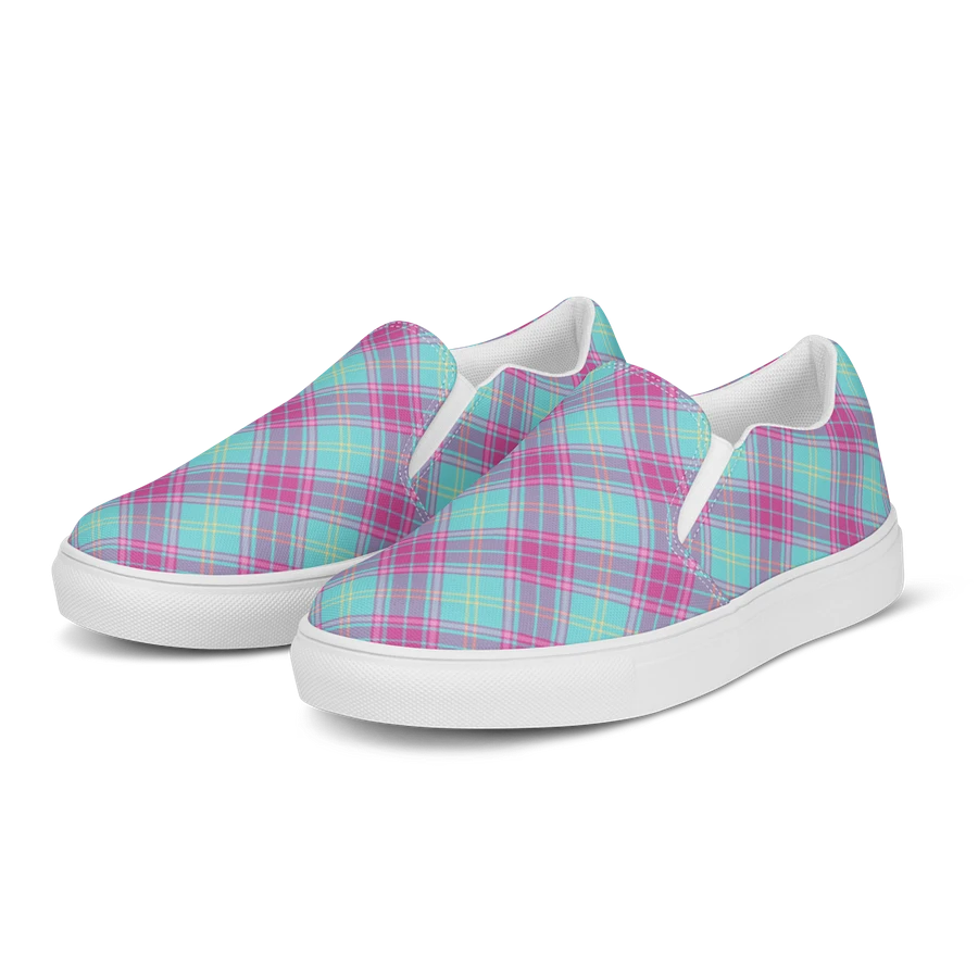 Hot Pink and Aqua Plaid Women's Slip-On Shoes product image (2)
