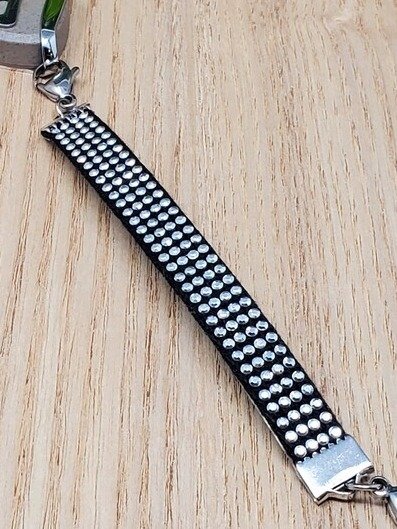 Rhinestone Stud Linen Bracelet | Handmade Accessory for Bellabeat Leaf Urban & Ivy product image (3)