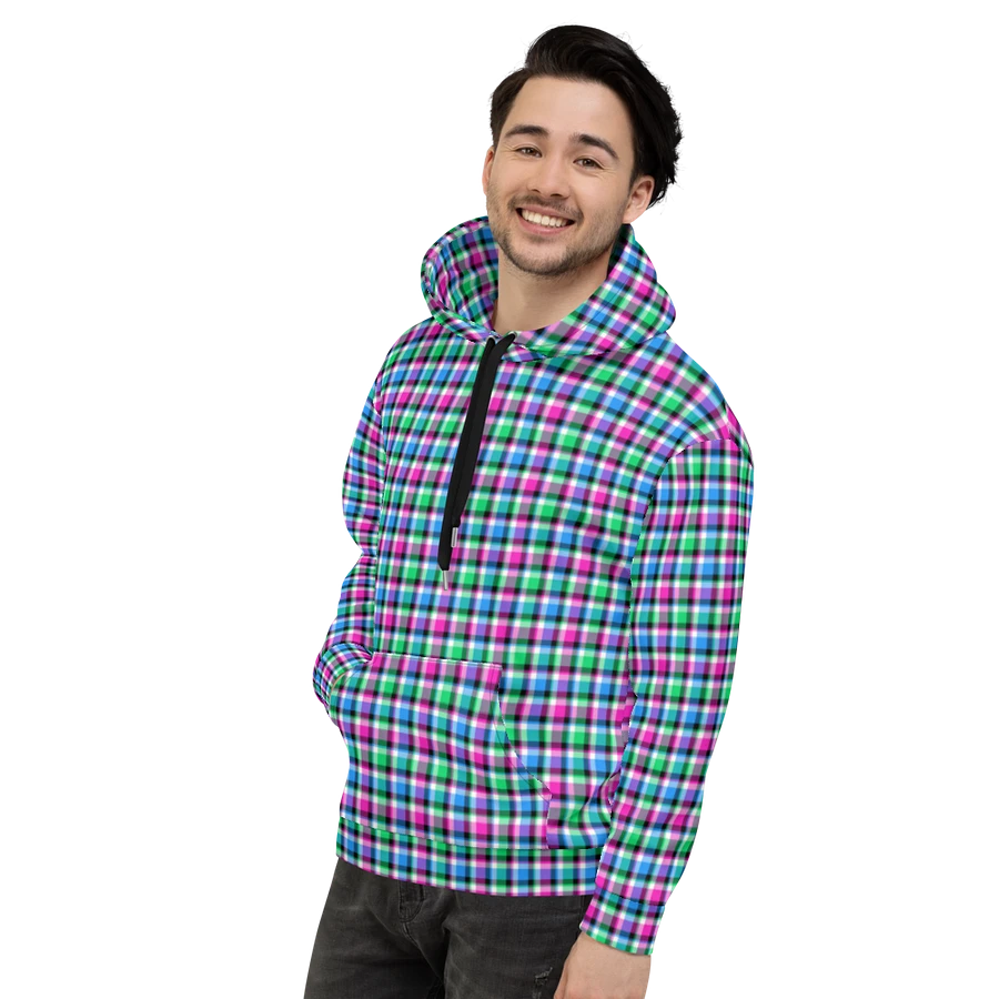 Magenta, Bright Green, and Blue Plaid Hoodie product image (4)