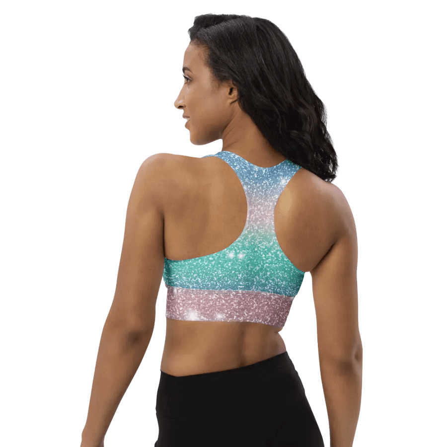 Glitter Unicorn Texture Design Longline Sports Bra - 4 product image (6)