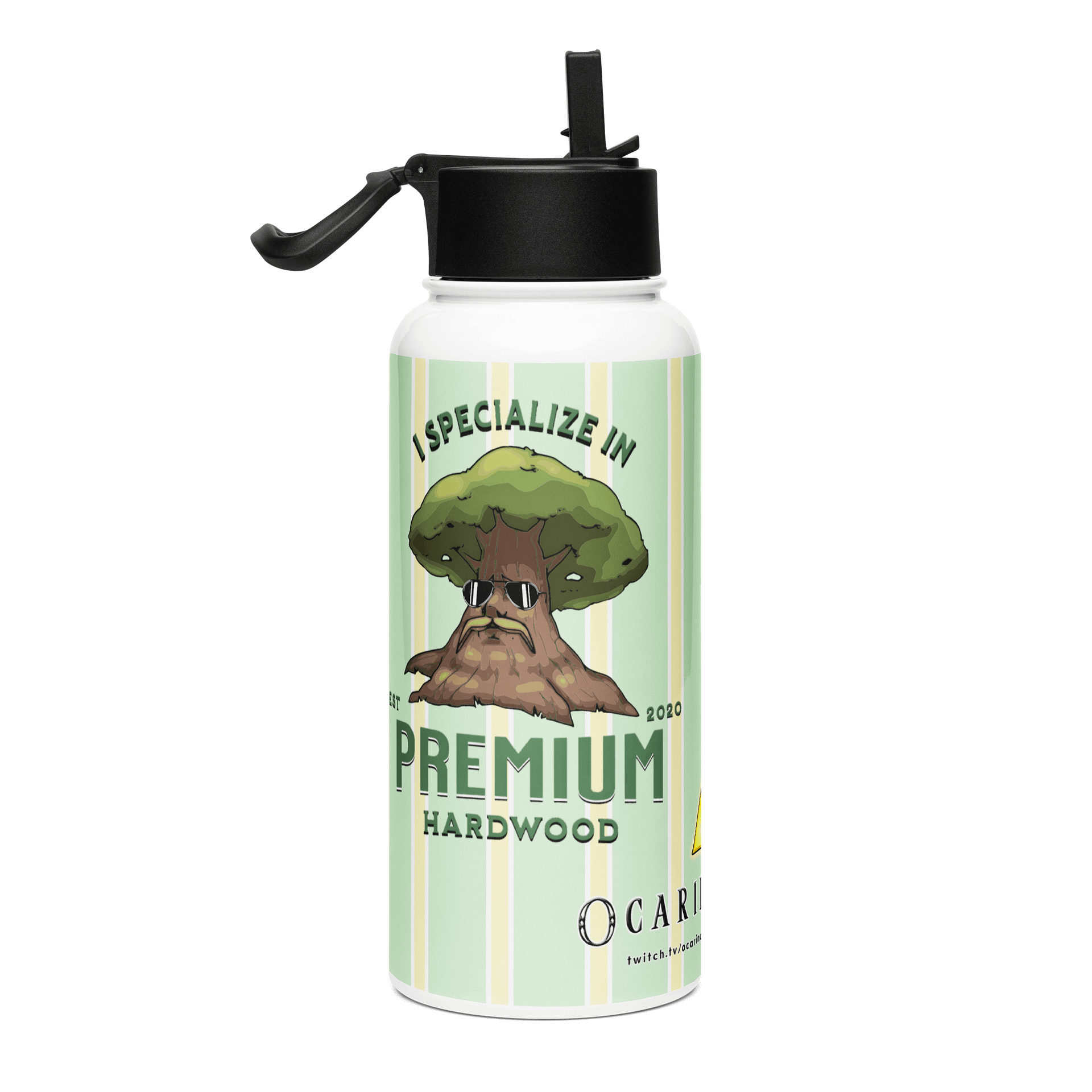 Premium Hardwood Stainless Steel Water Bottle with a Straw Lid product image (4)