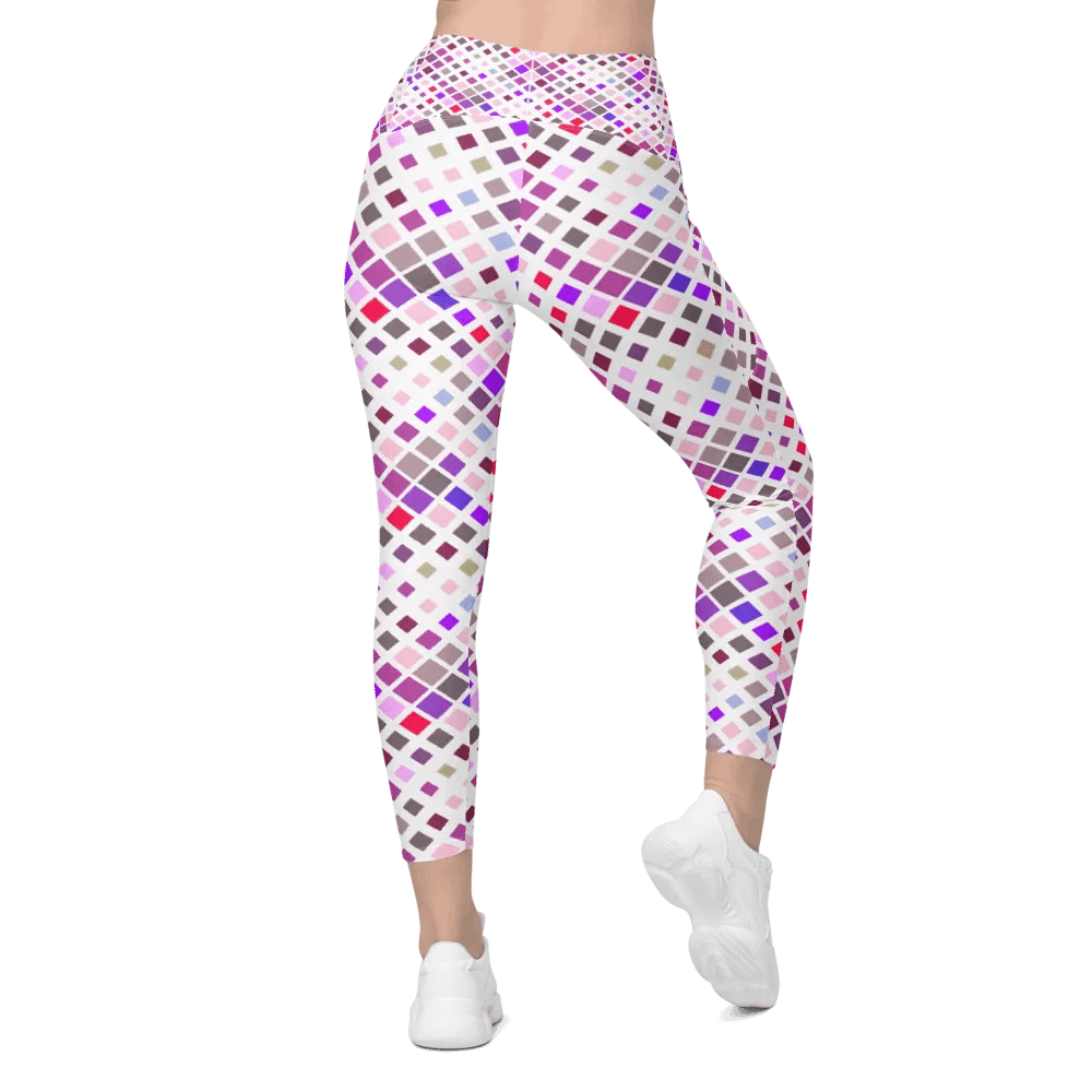 Colorful Square Pattern Design Leggings with Pocket - v11 product image (1)