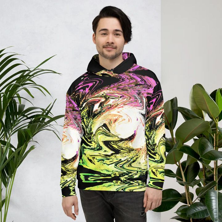 Abstract Neon Daisy Swirl All Over Print Pull Over Hoodie product image (1)