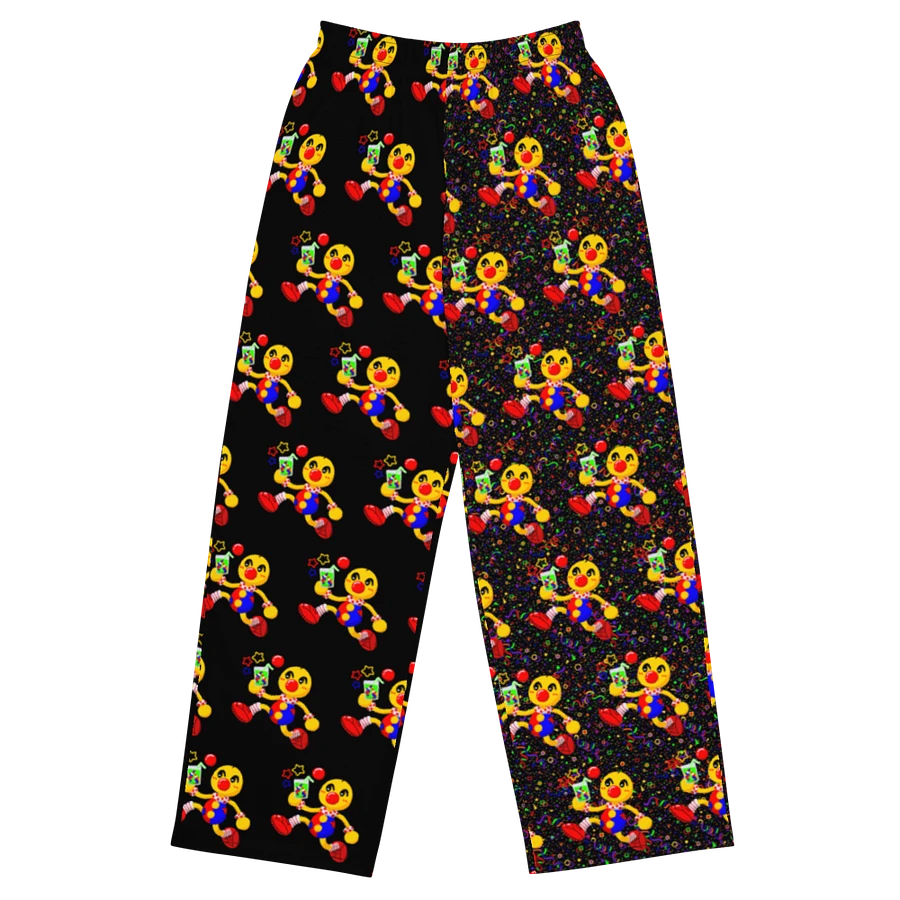 Split Black and Arcade All-Over Boyoyoing Clown Soda Unisex Wide-Leg Pants product image (3)