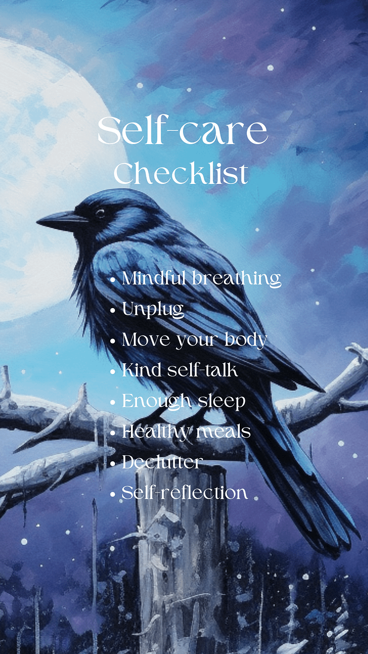 1 Self-Care Phone Wallpaper: Moonlit Bird with Snowflakes product image (1)
