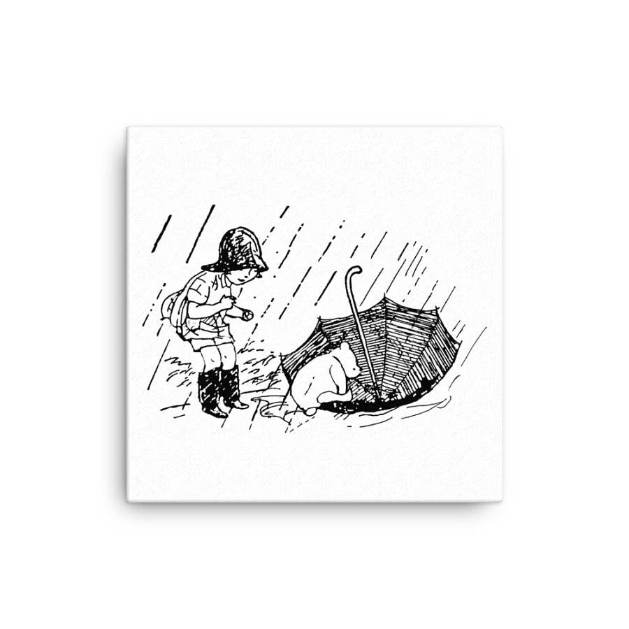 Christopher Robin and Pooh in the Rain Canvas Artwork product image (1)