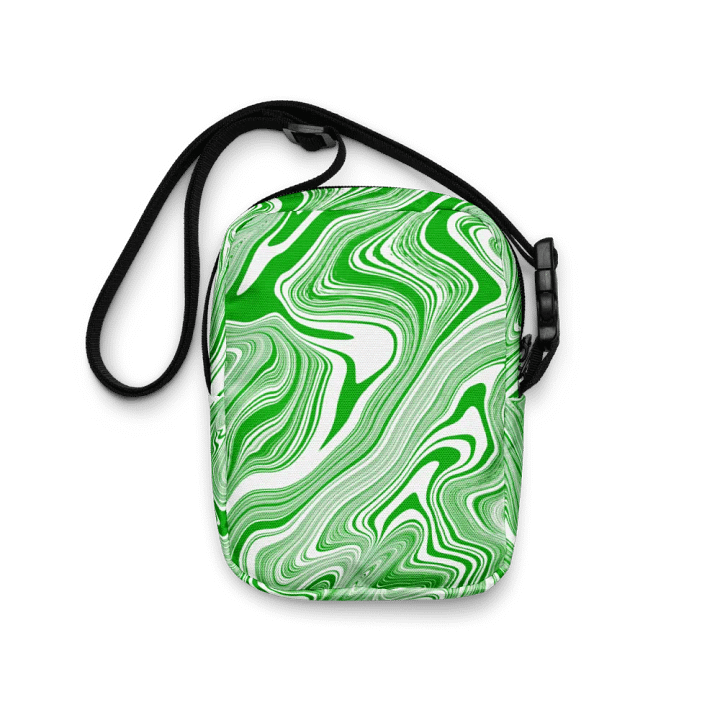 Utility Crossbody Bag - Green and White Liquid Swirls product image (1)