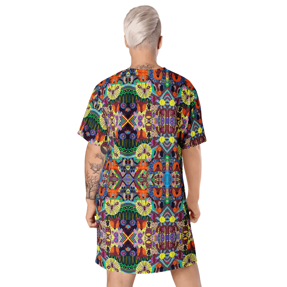 Abstract Doodle Art Animals Ladies T Shirt Dress product image (10)