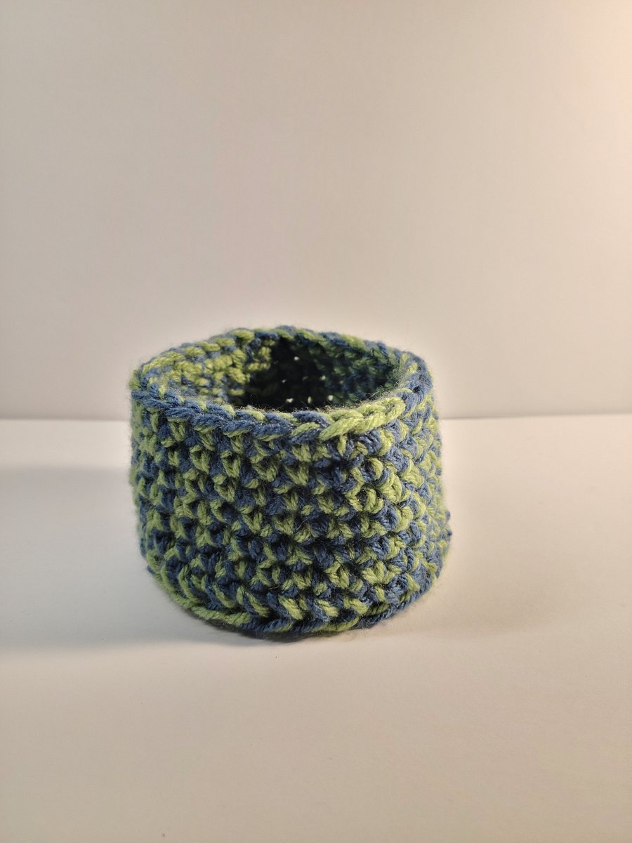 Small Crocheted Blue and Green Bowl product image (2)