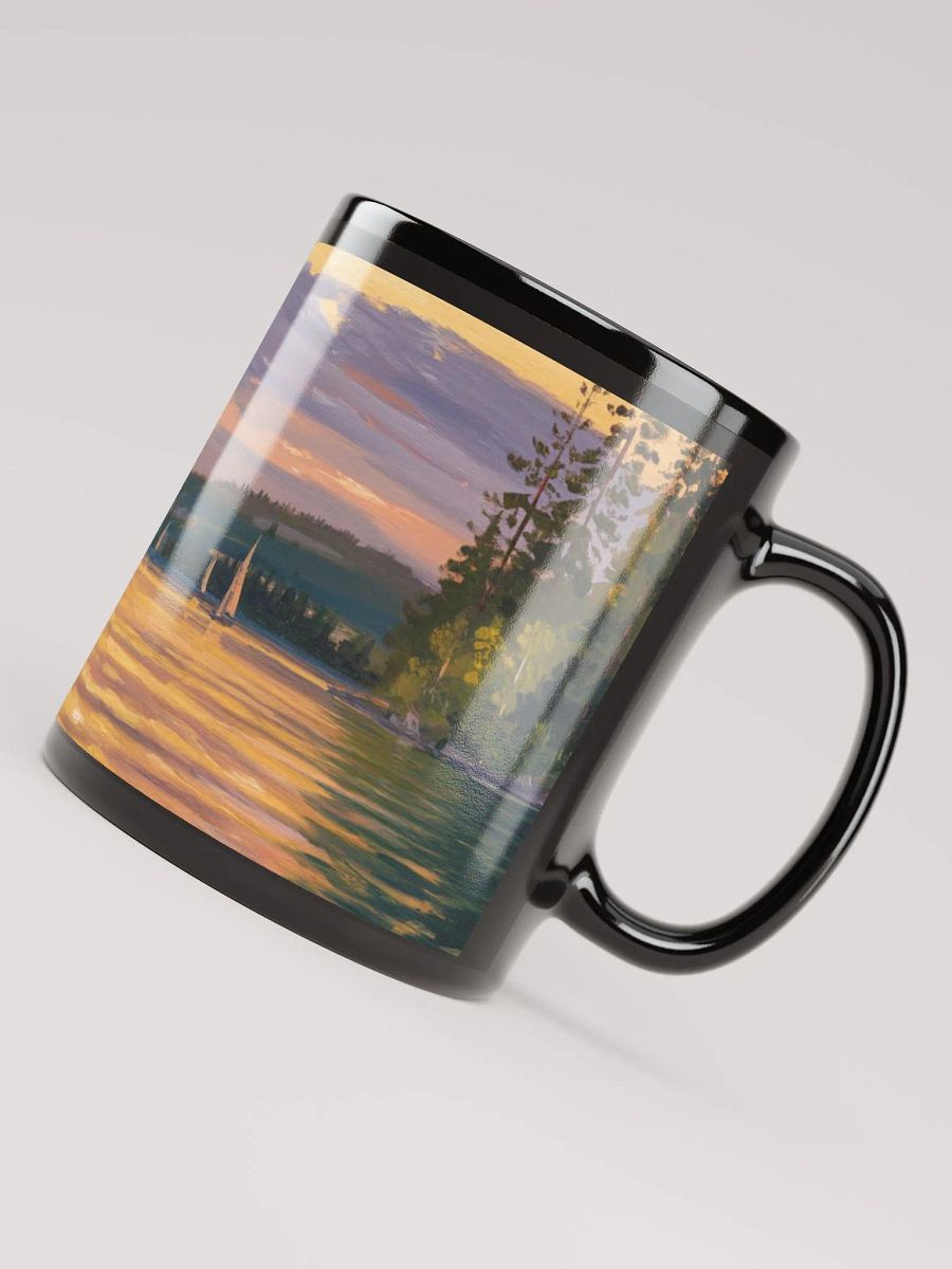 Sunset Lake Sailing, Black Glossy Mug product image (6)