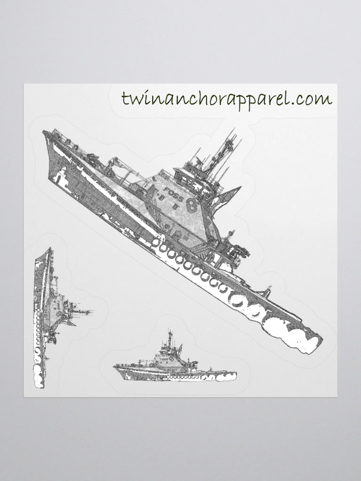 Foss Tugboat Sketch Kiss Cut Stickers product image (2)