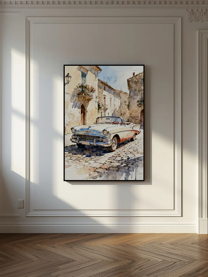 Vintage Car Wall Art – Retro Watercolor Classic Car Print, 1950s Convertible Artwork, Vintage Vehicle Decor for Home, Office or Garage – Printable Wall Art PDF product image (1)