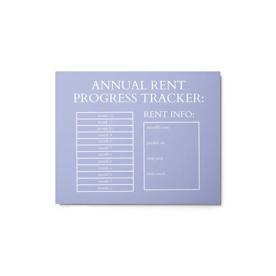 HIGHFALUTIN ANNUAL RENT TRACKER (white design 12) product image (1)
